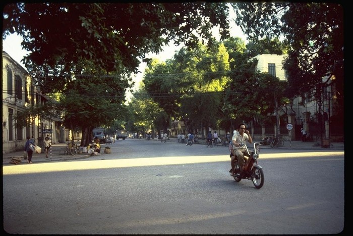 Nắng chiếu trên một con phố Hà Nội.
